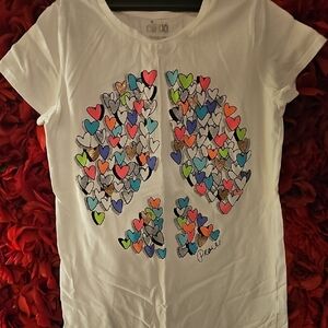 Circo Girls Colorful Heart Peace Sign Kids T-Shirt Sizec14/16